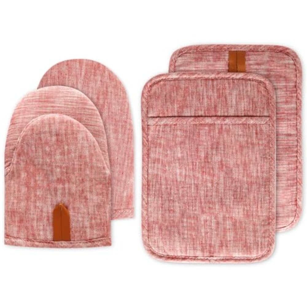 4Pcs Heat Resistant Oven Mitts & Potholders (Up to 500ยฐF)โ